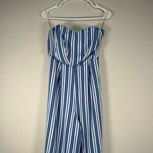 Blashe Tube Top Jumpsuit Women's Small Blue White Striped Casual NO BELT